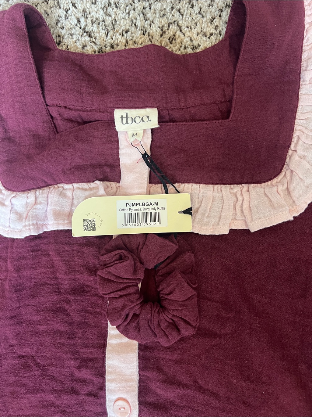 Nwt Tbco Cotton Cropped Leg Ruffle Pajamas. Size Medium — image 6 of 8